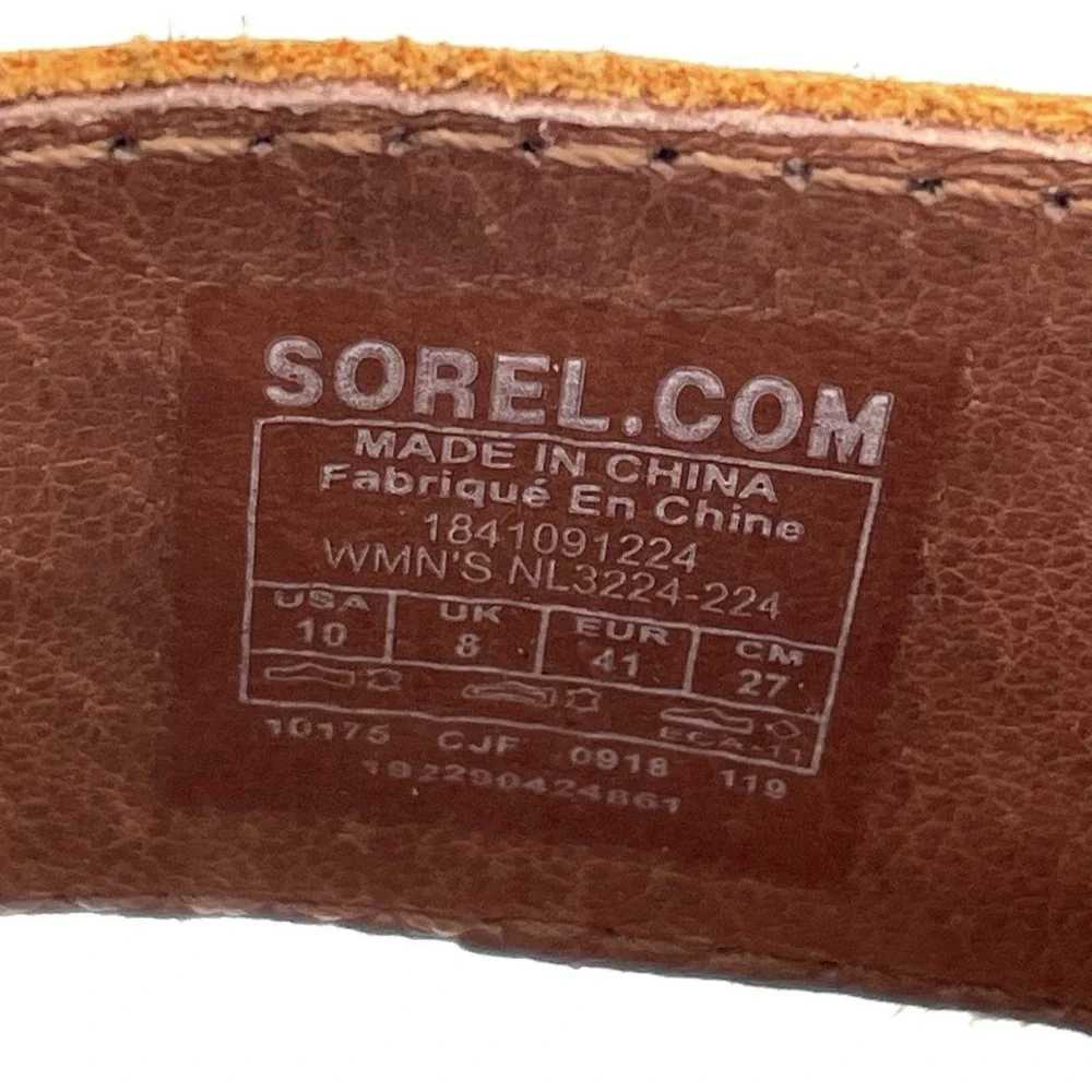 Sorel Joanie Lace Wedge Sandals Womens Size 10 Camel Tan Leather Gladiator
